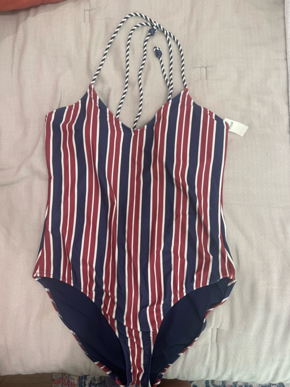 Aerie Striped Navy and Burgundy One-Piece Swimsuit XL